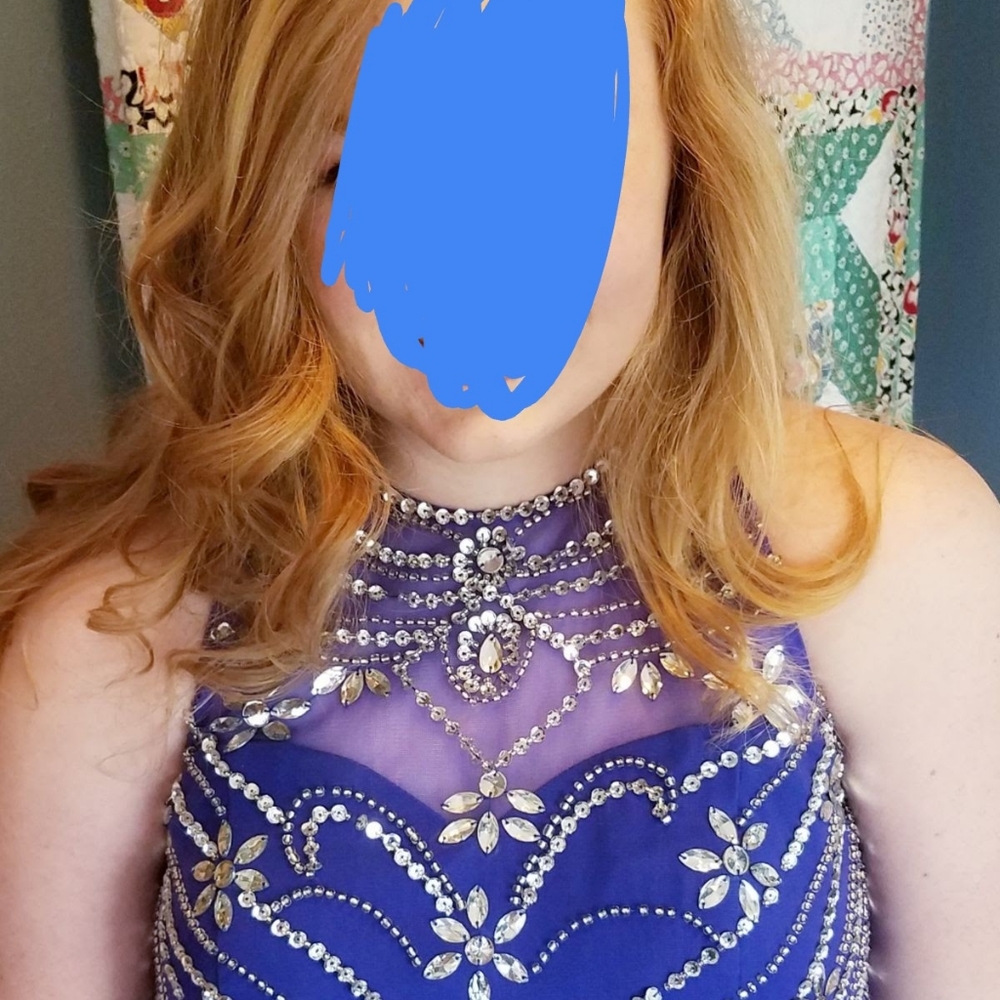 Cobalt Blue Custom Pageant Formal Halter Dress